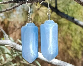 Heller himmelblau leuchtender Kristall-LED-Paar Ohrringe mit Sterlingsilberhaken