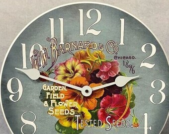 Garden Seeds Clock Wall Clock 2, 8 sizes!!, EXTRA quiet mechanism, lifetime warranty, optional to add your words, large wall clock