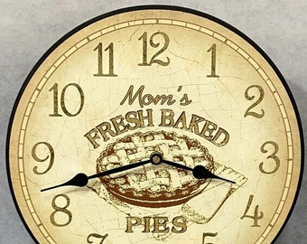 Personalized Pie Kitchen Wall Clock, 8 sizes to choose, Made in USA, Lifetime Warranty, Very QUIET, Free to customize