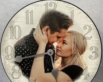 Personalized  Photo Wall Clock, 8 sizes!!, EXTRA quiet mechanism, lifetime warranty, optional to add your words, large wall clock