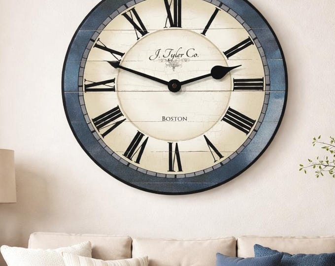 Carolina Blue Wall Clock, 8 sizes to choose, Made in USA, Lifetime Warranty, Very QUIET, Free Personalization