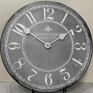 Gray & White Wall Clock, 8 sizes!!, EXTRA quiet mechanism, lifetime warranty, optional to add your words, large wall clock