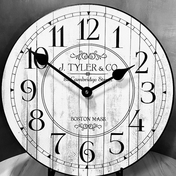 Harbor White Wall Clock, 8 sizes!!, EXTRA quiet mechanism, lifetime warranty, optional to add your words, large wall clock