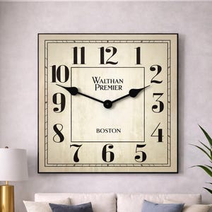 Walton Square Parchment Wall Clock, 5 sizes, Lifetime warranty, Made in USA, EXTRA QUIET