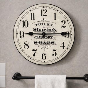 Bathroom Wall Clock, 8 sizes to choose, Made in USA, Lifetime Warranty, Very QUIET,