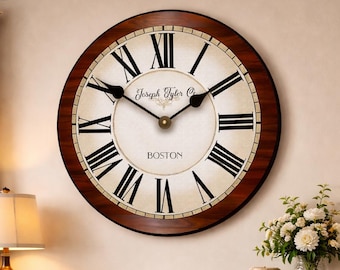 Cherry wood Wall Clock, 8 sizes to choose, Made in USA, Lifetime Warranty, Very QUIET, Free to customize