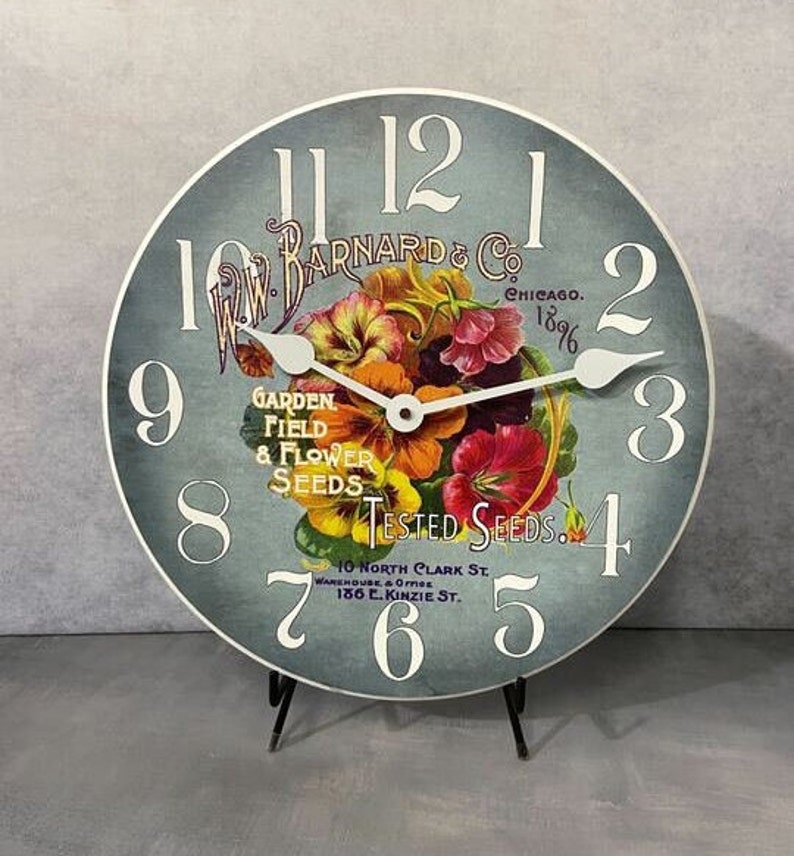 Garden Seeds Clock Wall Clock 2, 8 sizes, EXTRA quiet mechanism, lifetime warranty, optional to add your words, large wall clock image 2