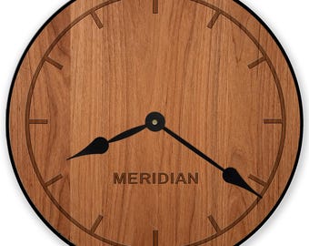 Meridian Cherry Wall Clock | 8 sizes!!, EXTRA quiet mechanism, lifetime warranty, optional to add your words, large wall clock