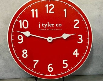 New Traditional Red Wall Clock, 8 sizes to choose, Made in USA, Lifetime Warranty, Very QUIET, Free to customize