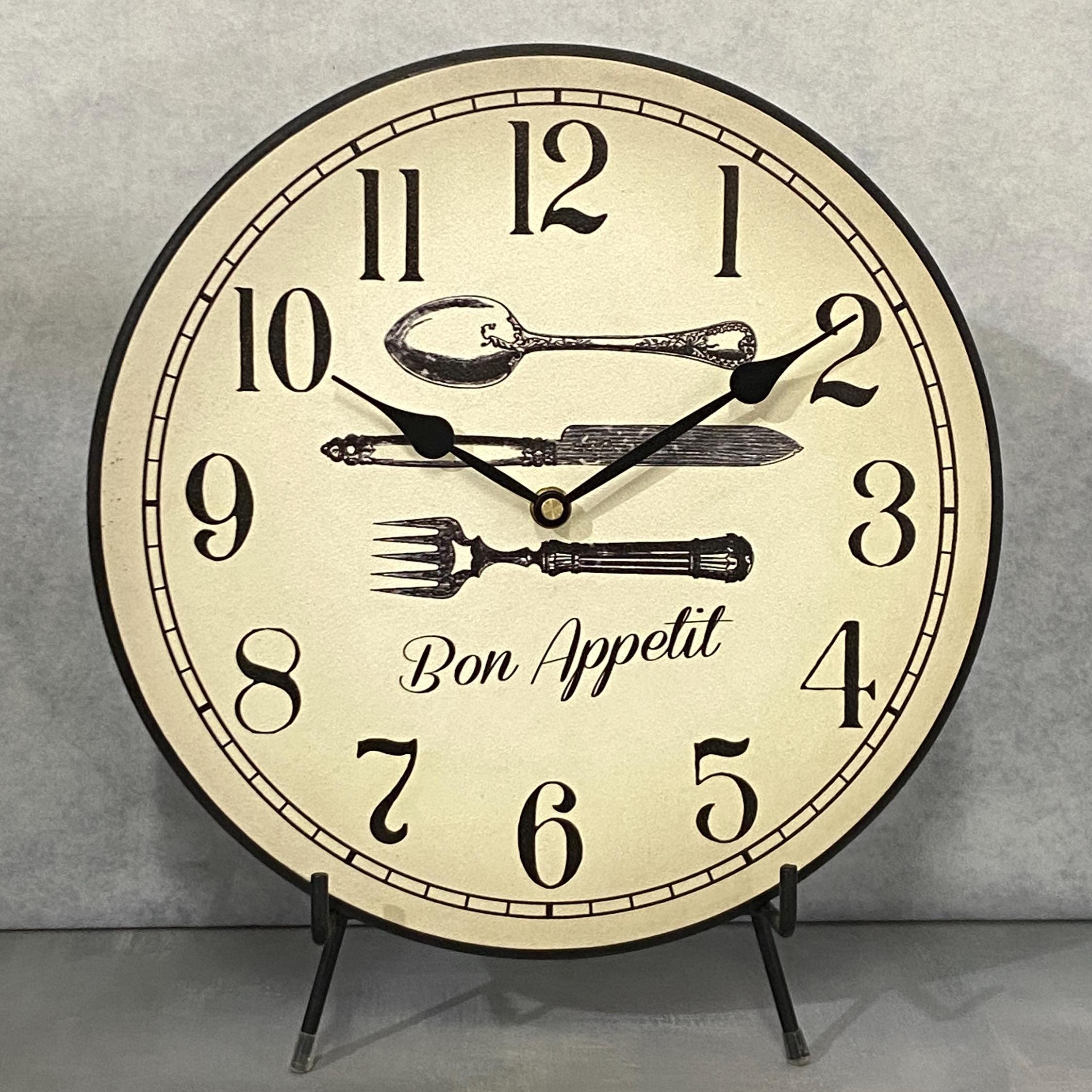 Bon Appetit Wall Clock, 8 sizes to choose, Made in USA, Lifetime Warranty, Very QUIET, Free to customize