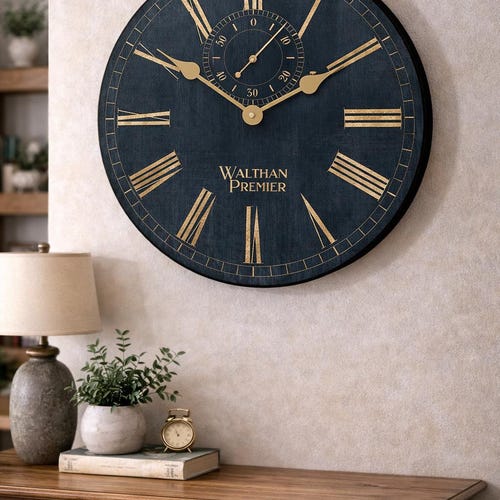 Navy Alston Walton clock , 8 sizes!!, EXTRA quiet mechanism, lifetime warranty, optional to add your words, Navy large wall clock