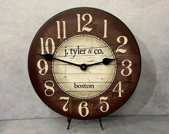 Boston Harbor Brown Wall Clock, 8 Sizes, Lifetime Warranty, Quiet