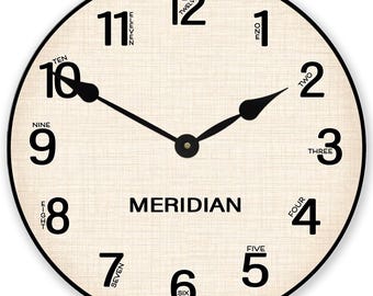 Meridian Canada Wall Clock | 8 sizes!!, EXTRA quiet mechanism, lifetime warranty, optional to add your words, large wall clock