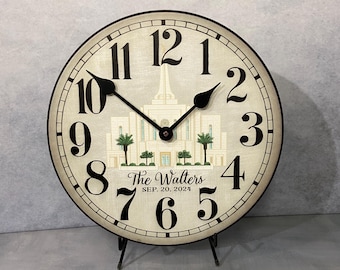 Personalized LDS Temple Clock , 8 sizes to choose, Made in USA, Lifetime Warranty, Very QUIET, Free Personalization