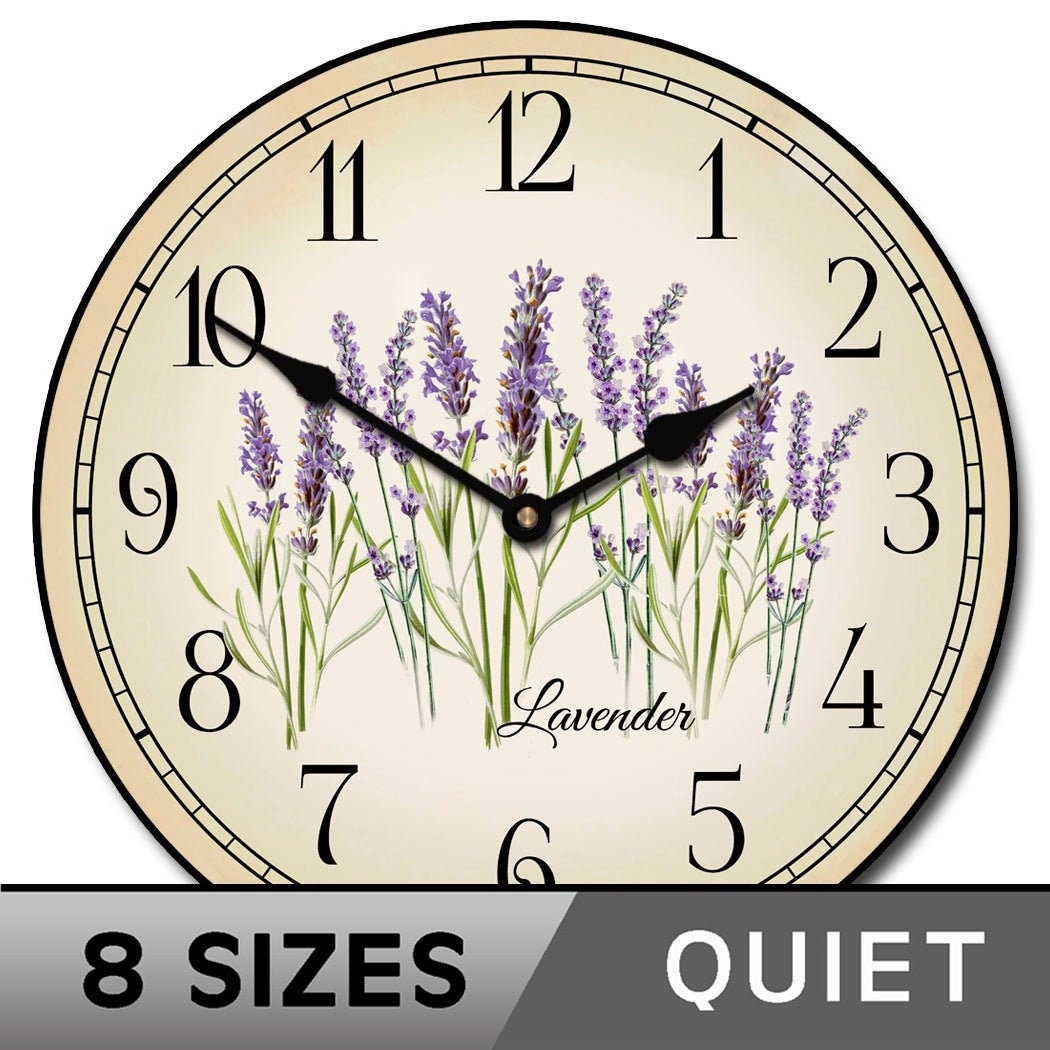 boxed Lavender  lavendula pattern 10.5" large ceramic  wall clock 