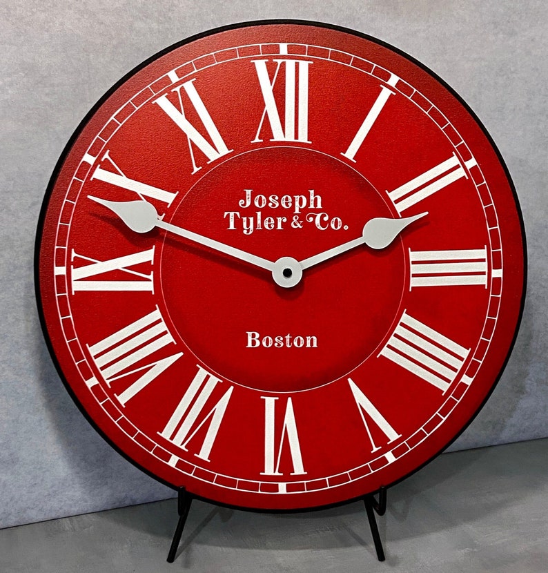 Classic Red Wall Clock, 8 sizes, EXTRA quiet mechanism, lifetime warranty, optional to add your words, large wall clock image 1