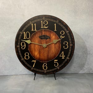 Rustic Black & Wood Wall Clock, 8 sizes!!, EXTRA quiet mechanism, lifetime warranty, optional to add your words, large wall clock