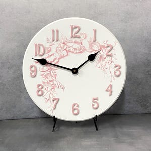 Shabby Chic Pink Wall Clock, 8 sizes to choose, Made in USA, Lifetime Warranty, Very QUIET, Free to customize