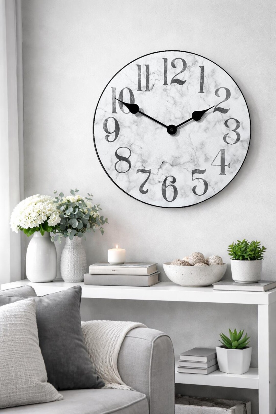 Wall Clock Rumble Marble Wall Clock, 8 Sizes!!, EXTRA Quiet Mechanism, Lifetime Warranty ...