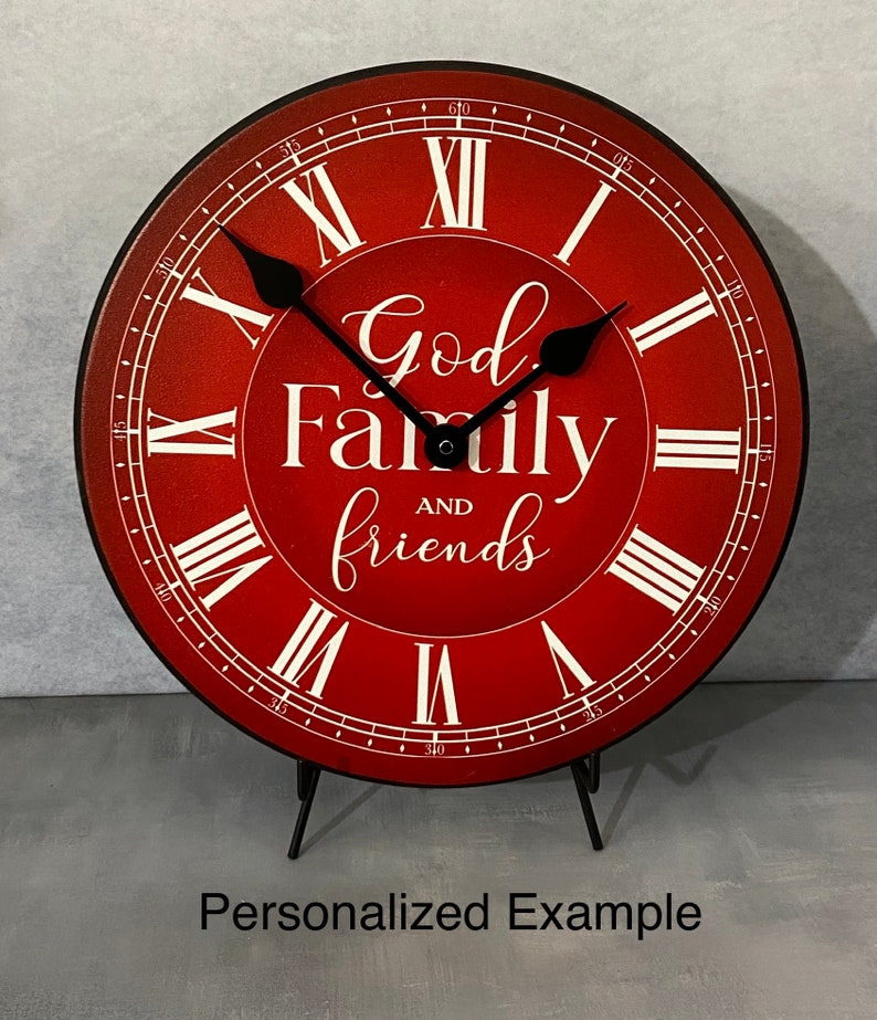 Classic Red Wall Clock, 8 sizes, EXTRA quiet mechanism, lifetime warranty, optional to add your words, large wall clock image 3