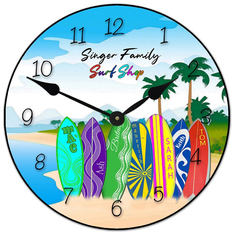 Surfboard Wall Clock Beach Clock Large Wall Clock Choose Etsy