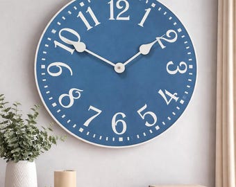 Colonial Blue Clock, Large Wall Clock, Choose From 8 Sizes. Extra