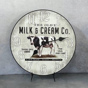 Cow Wall Clock, 8 Sizes, Lifetime Warranty, Quiet, Non-Ticking, Free Personalization.