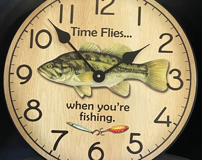 Painted Fish Clock, Fish Decor Ideas, Fish Gifts for Men, 15 Wall Clock