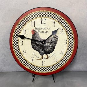 Little Black Hen Wall Clock, 8 sizes to choose, Made in USA, Lifetime Warranty, Very QUIET, Free to customize