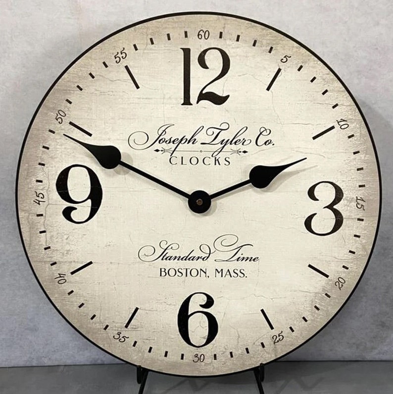 9 Parchment Clocks 2 styles,, 8 sizes, EXTRA quiet mechanism, lifetime warranty, optional to add your words, large wall clock Boston Standard