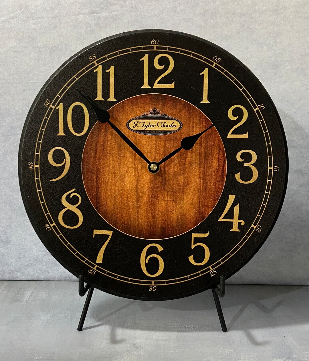 Black & Wood Wall Clock, 8 Sizes, EXTRA Quiet Mechanism, Lifetime