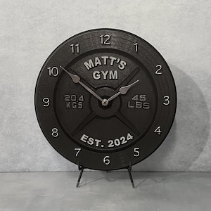 Personalized Barbell Wall Clock, 8 sizes, QUIET Mechanism, LIfetime warranty, Free Personalization, Made in the USA