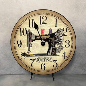 I&#39;d Rather Be Quilting Wall Clock, 8 Sizes, Lifetime Warranty, Quiet, Non-Ticking, Free Personalization, Made in the USA