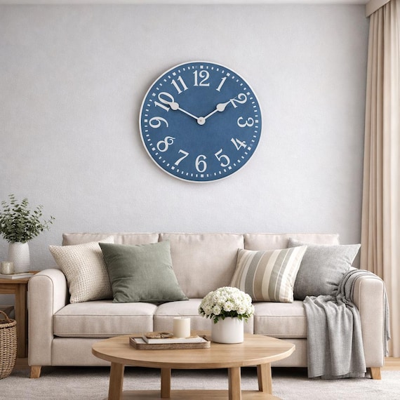Colonial Blue Clock, Large Wall Clock, Choose From 8 Sizes. Extra