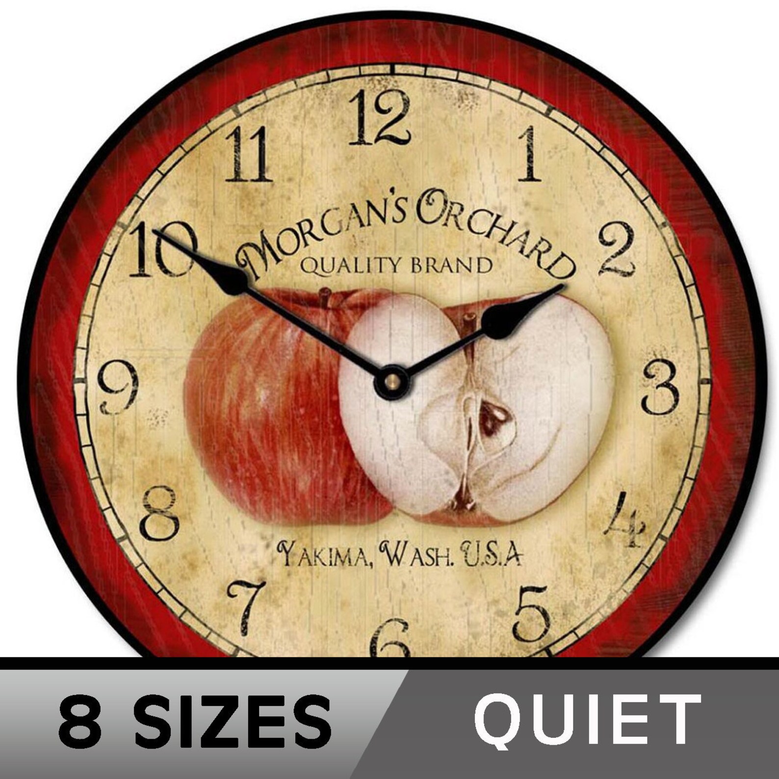 Apple Wall Clock Large Wall Clock Choose From 8 Sizes. Extra Etsy