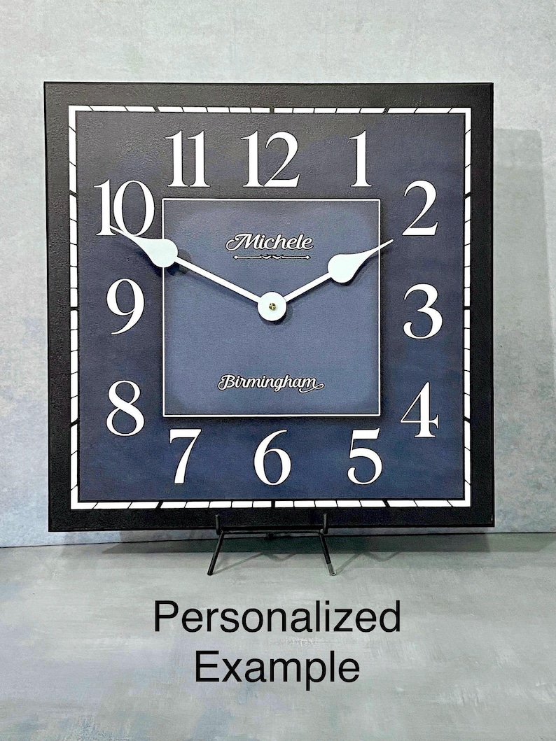 Square Water Clock Navy Waterford Square Wall Clock, Large Wall Clock, Choose From 5 Sizes ...