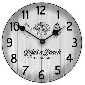 Personalized beach Wall Clock,   Many sizes, SILENT mechanism, LIFETIME Warranty,  large wall clock