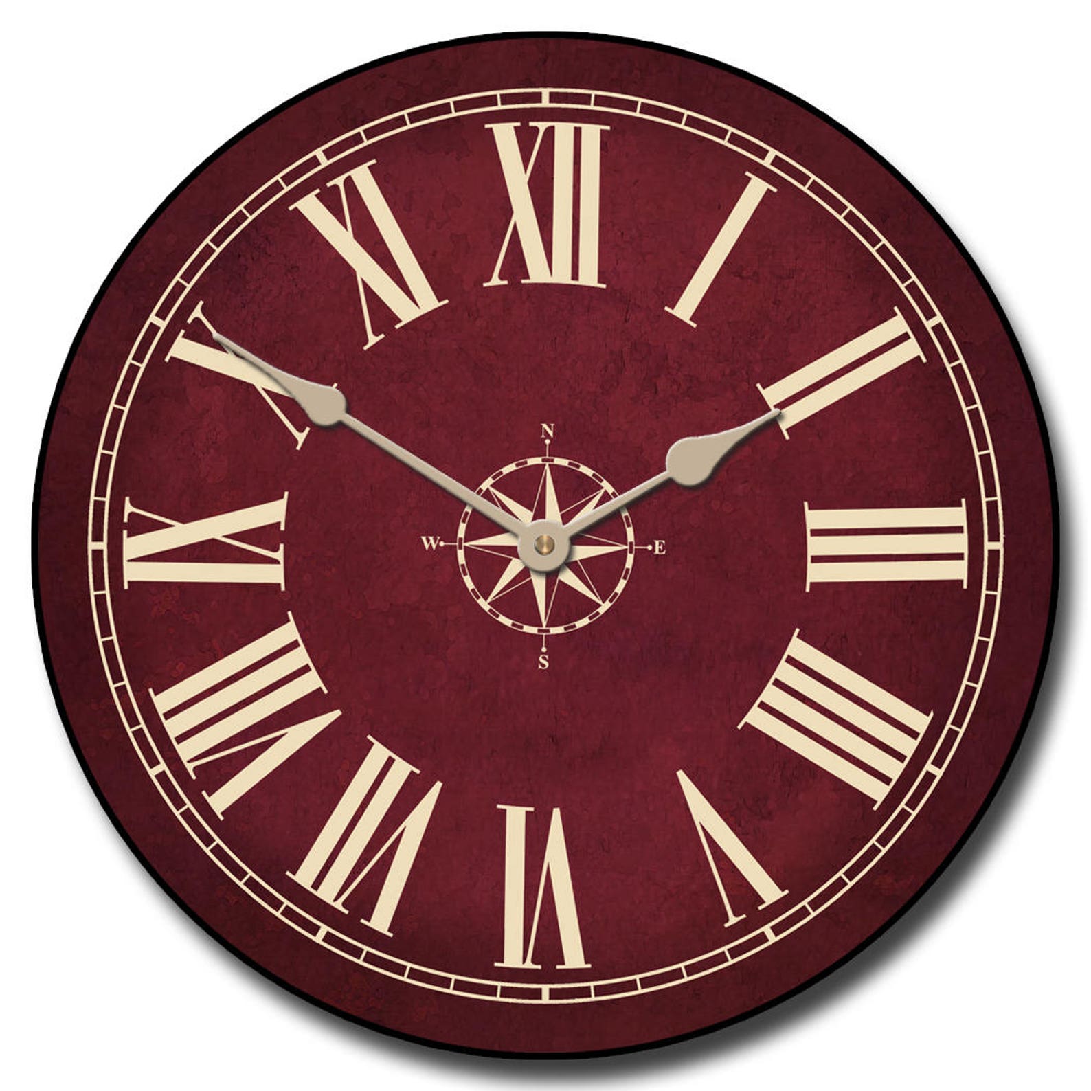 Nautical Burgundy Wall Clock 8 Sizes to Choose Made in USA - Etsy
