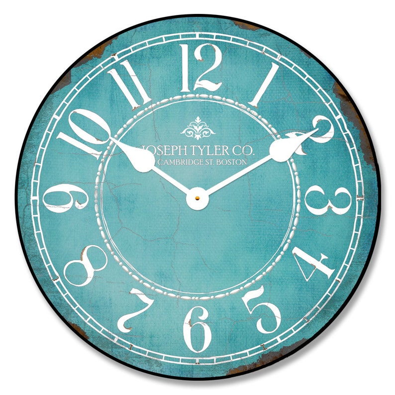 Turquoise & White Wall Clock large wall clock Choose from 8 Etsy