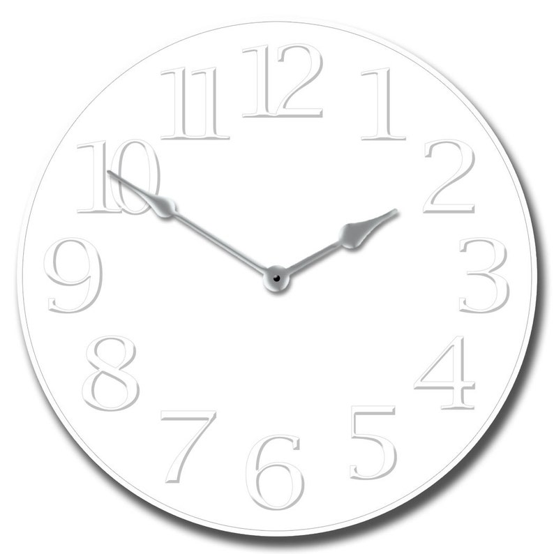White on White Wall Clock SILENT Mech Comes in 8 Sizes We Etsy