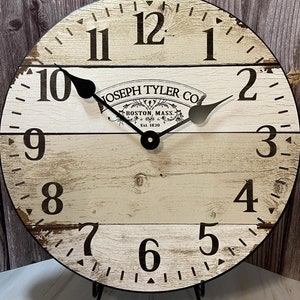 9 Parchment Clocks 2 styles,, 8 sizes, EXTRA quiet mechanism, lifetime warranty, optional to add your words, large wall clock Rustic Barnwood