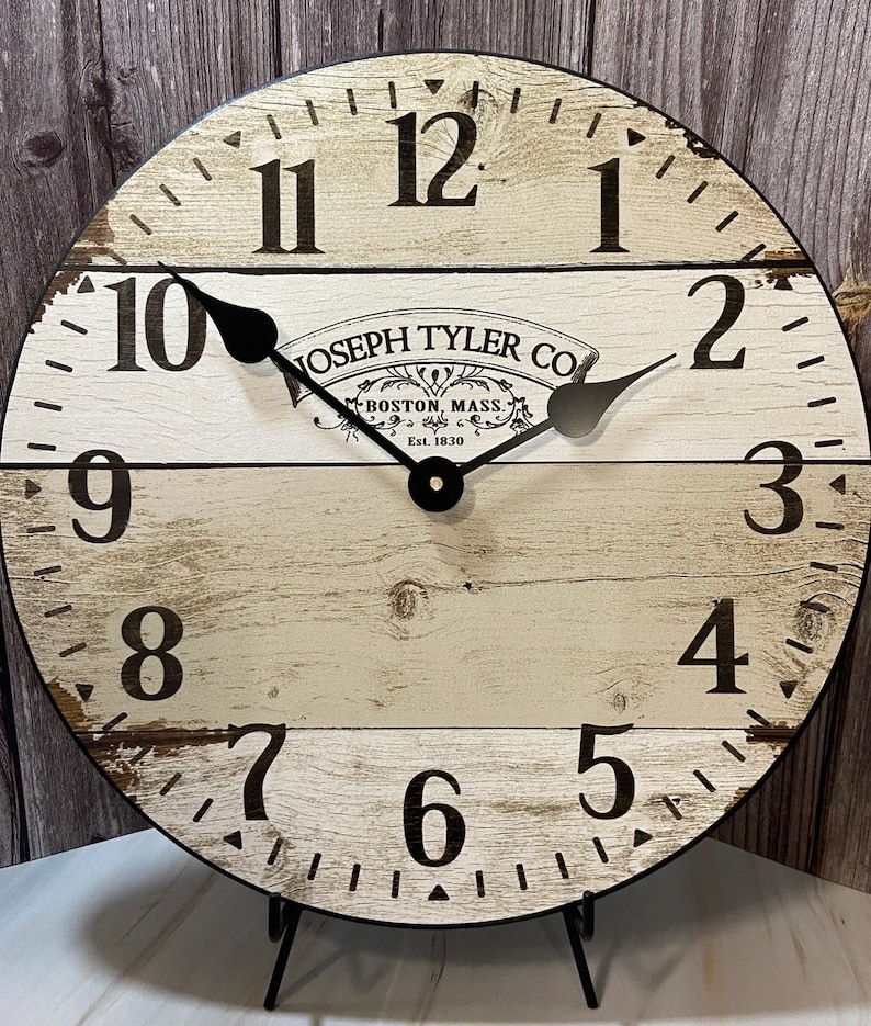9 Parchment Clocks 2 styles,, 8 sizes, EXTRA quiet mechanism, lifetime warranty, optional to add your words, large wall clock Rustic Barnwood
