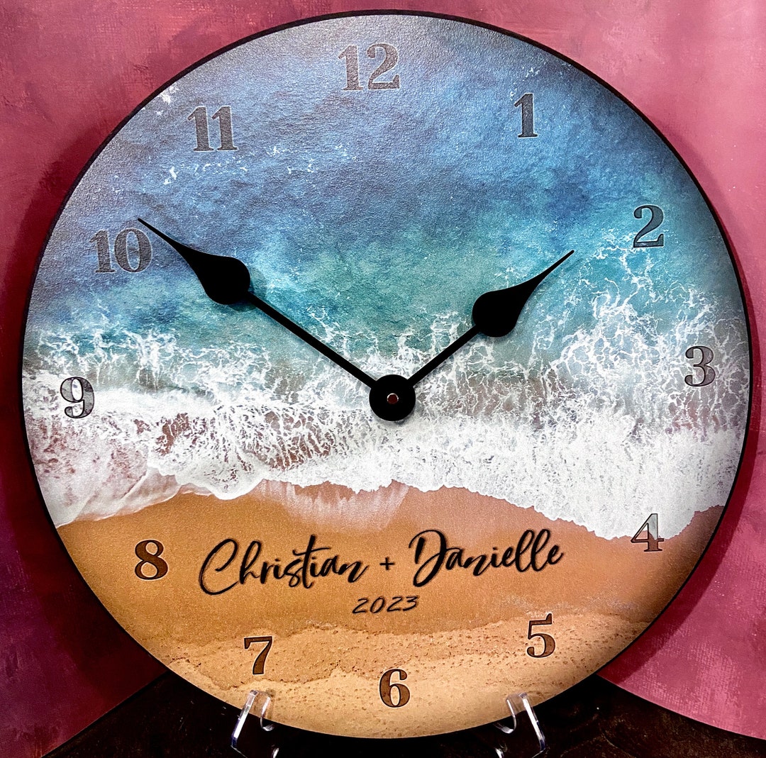 Personalized Beach Wall Clock, Large Wall Clock, Choose From 8 Sizes