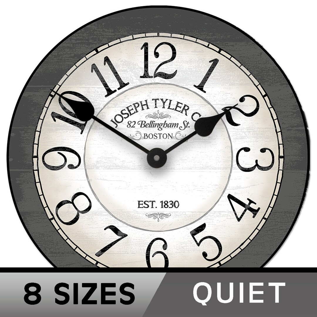 Bellingham Gray Wall Clock Large Wall Clock Choose From 8 Etsy