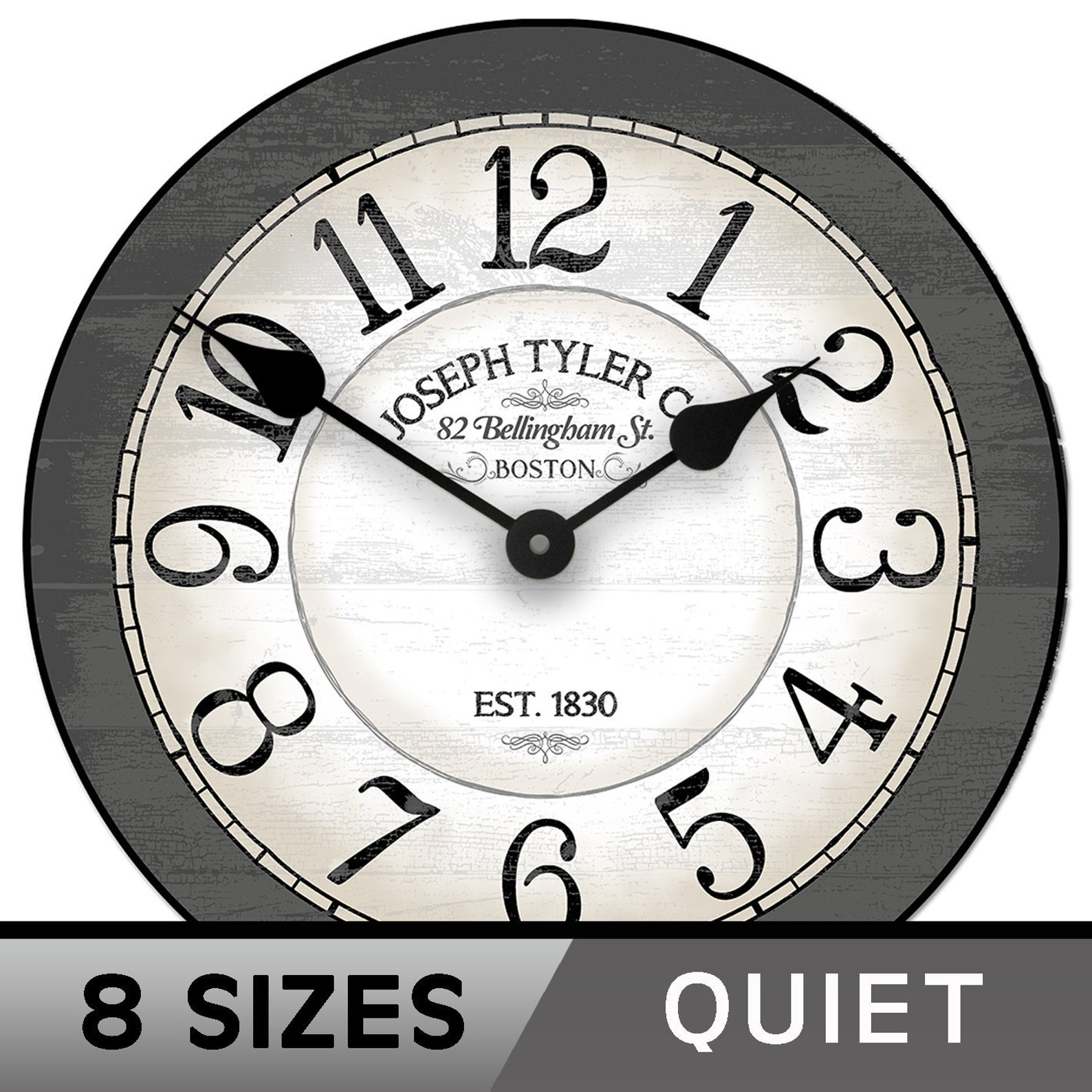 Bellingham Gray Wall Clock Large Wall Clock Choose From 8 Etsy