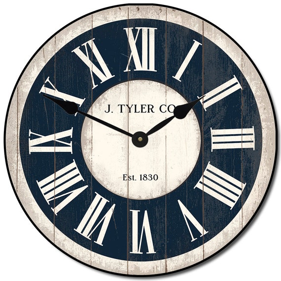 Classic Ivory and Navy Wall Clock Large Wall Clock Choose Etsy