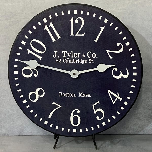 Navy Blue Wall Clock, 8 sizes!!, EXTRA quiet mechanism, lifetime warranty, optional to add your words, large wall clock