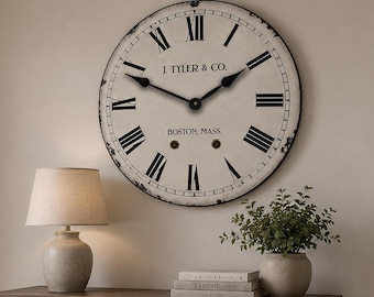 Ivory Longcase Wall Clock | Large Vintage Wall Clock | Silent Non-Ticking | 8 Sizes | Personalized Wall Clock | Lifetime Warranty