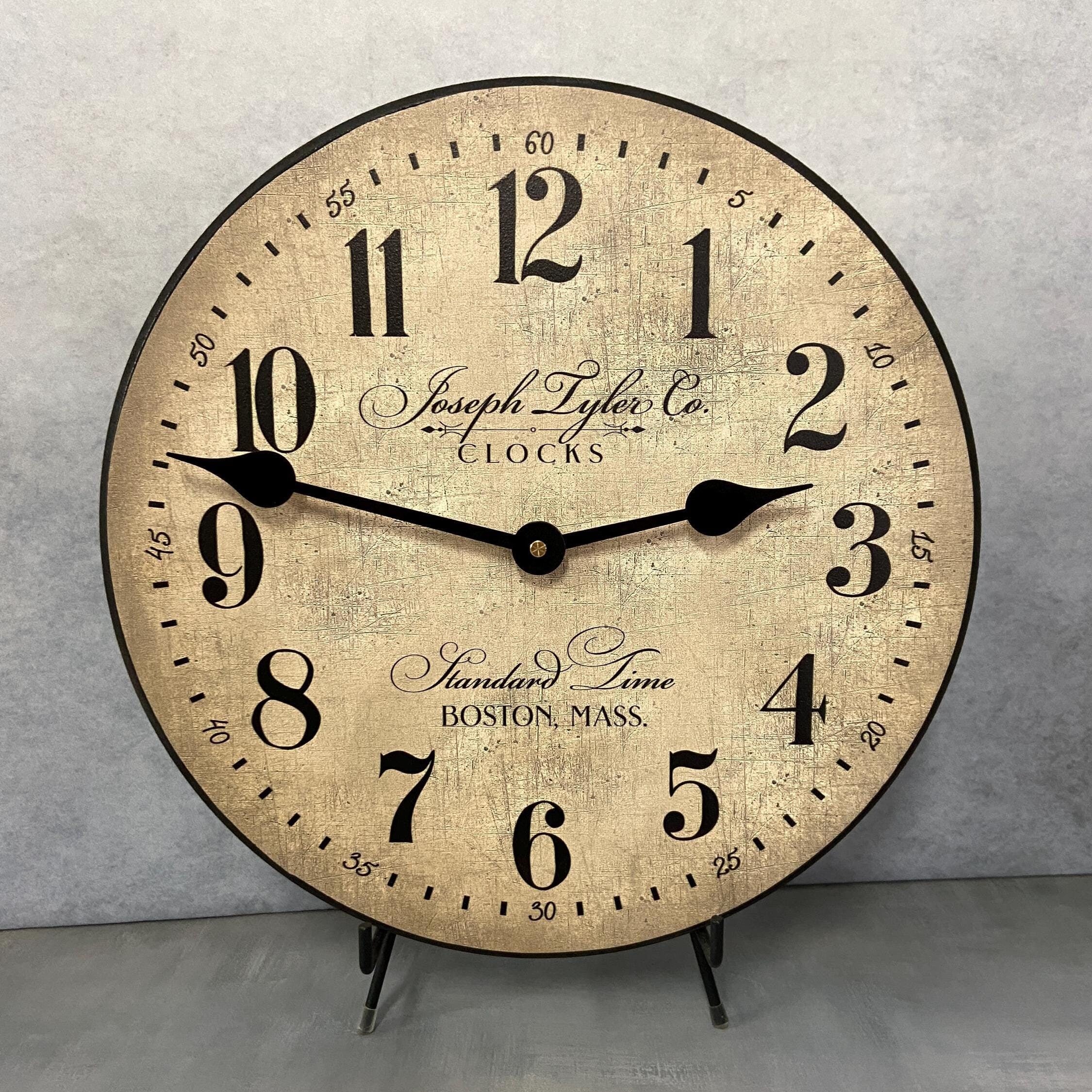 Prescott Parchment Wall Clock, 8 sizes!!, EXTRA quiet mechanism, lifetime warranty, optional to add your words, large wall clock