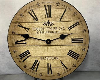 Barnwood Tan Wall Clock, 8 sizes!!, EXTRA quiet mechanism, lifetime warranty, optional to add your words, large wall clock
